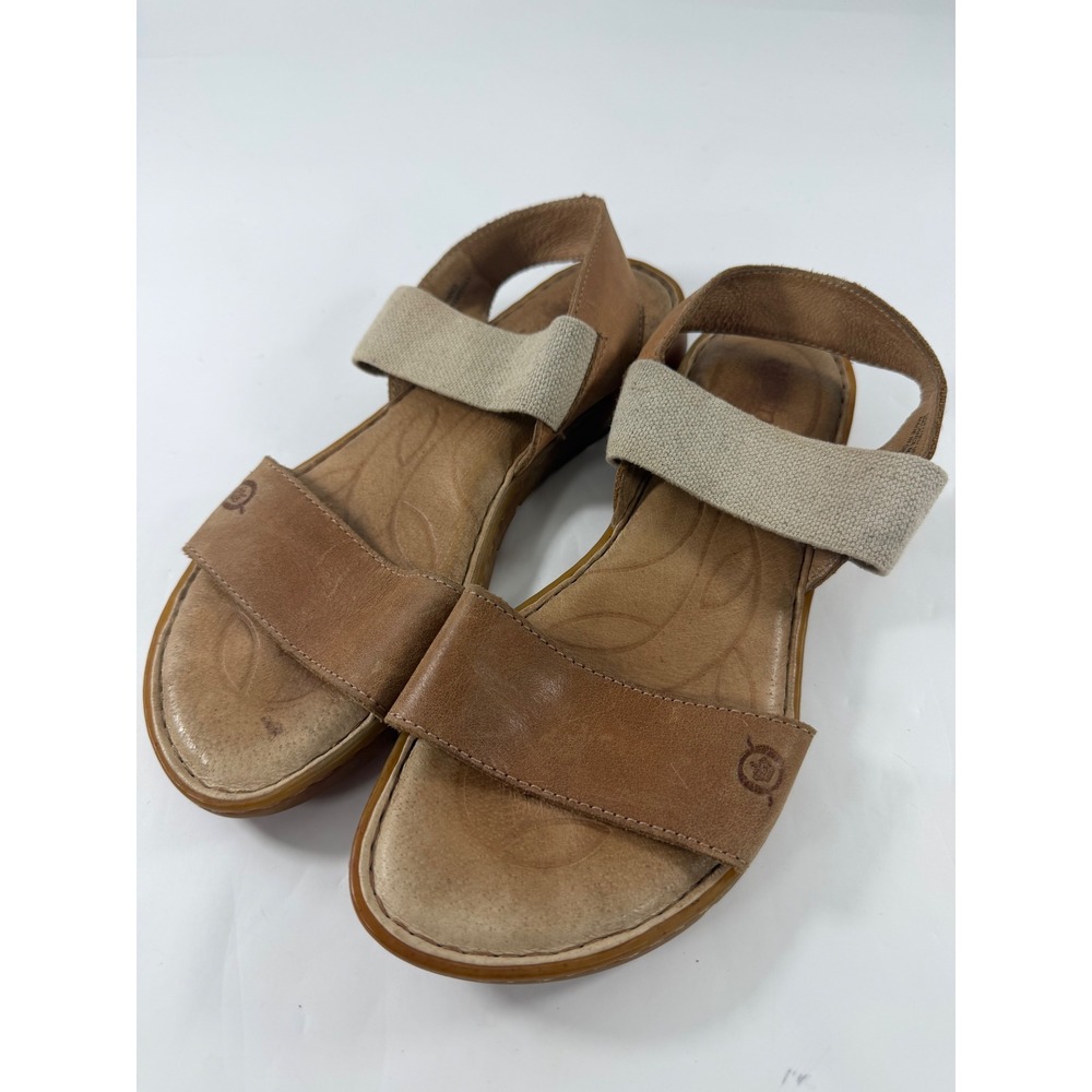 Born Womens Tan Leather Elastic Slingback Sandals F00141 Size 8M